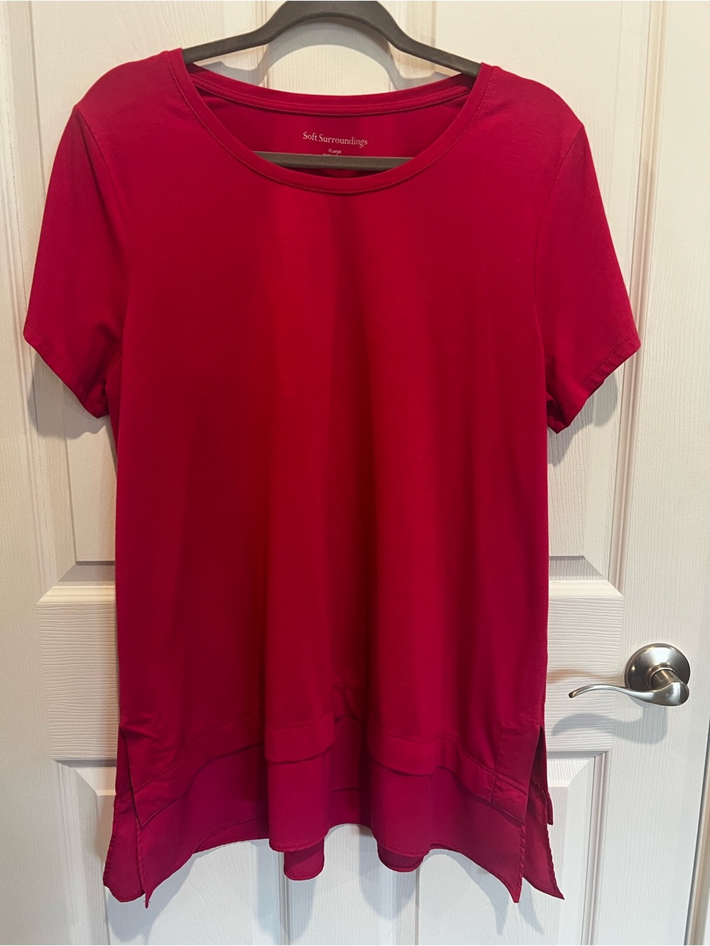 Soft Surroundings Vibrant Hot Pink Short Sleeve Tunic